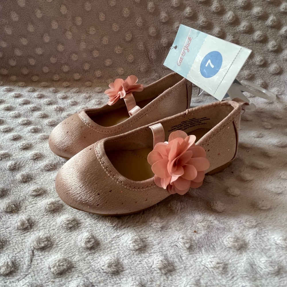 NWT Cat & Jack Pink Sparkly Ballet Slippers
